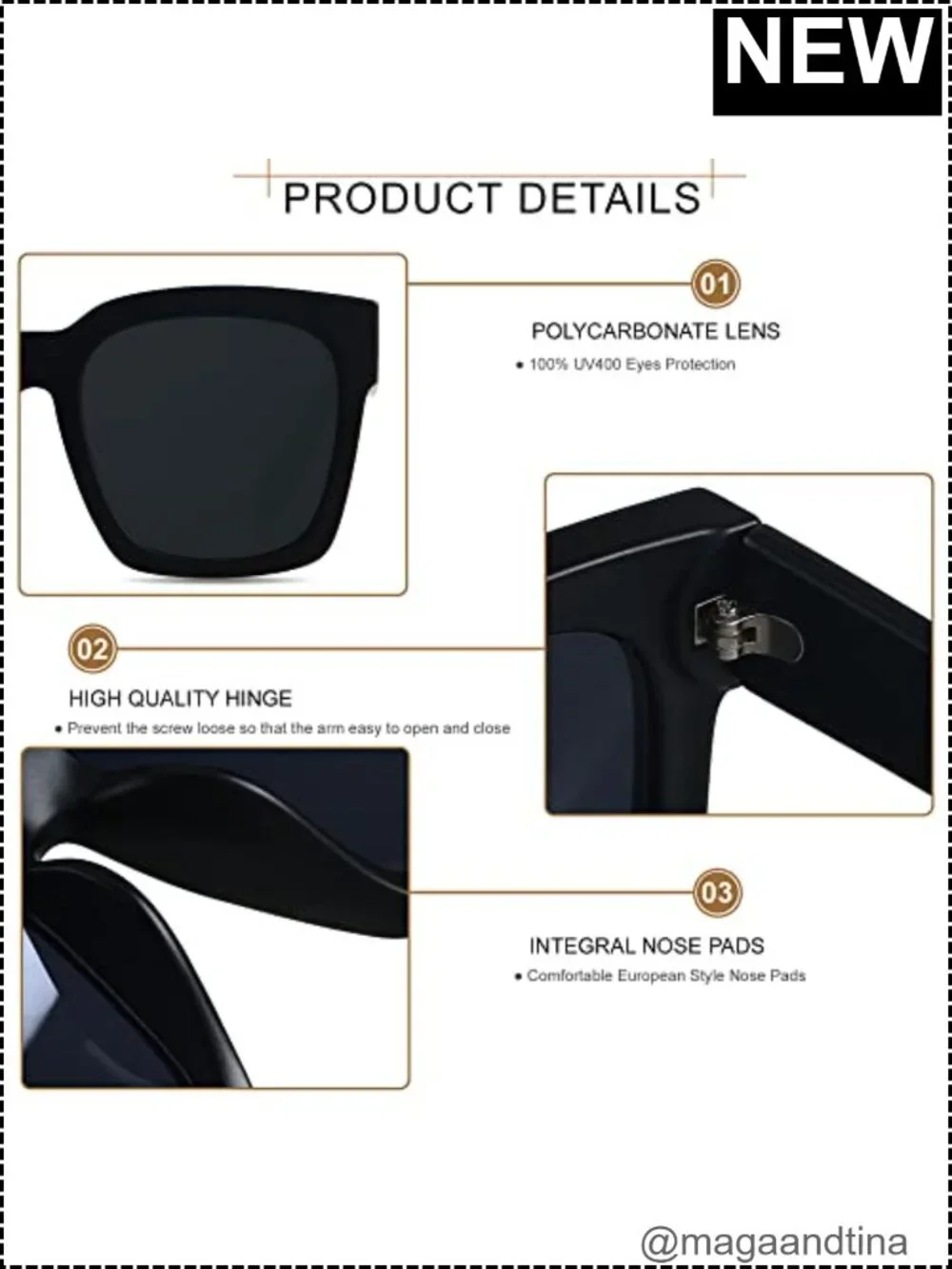 Oversized Square Sunglasses Women UV400 Protection Plastic Frame